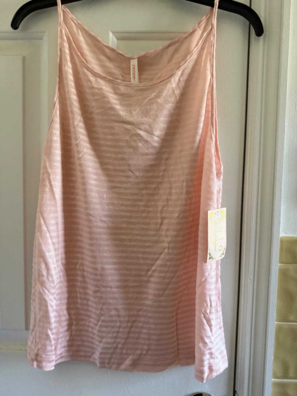SALE.NEW PRETTY PEACH TANK -COTTON/SPANDEX SIZE L MADE IN USA-from TULA Boutique